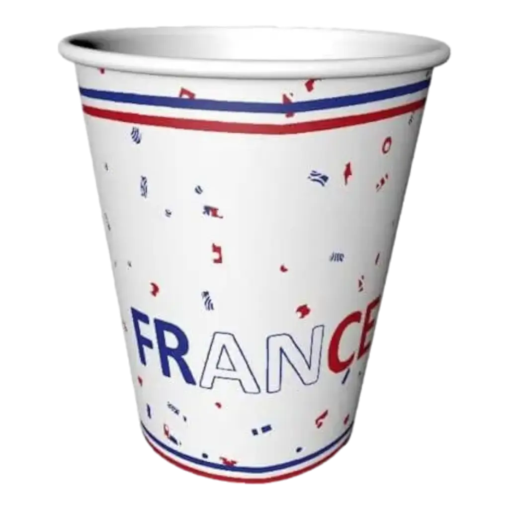 JUEGO DE 8 TAZAS - ALLEZ LA FRANCE - AZUL BLANCO ROJO 22CL