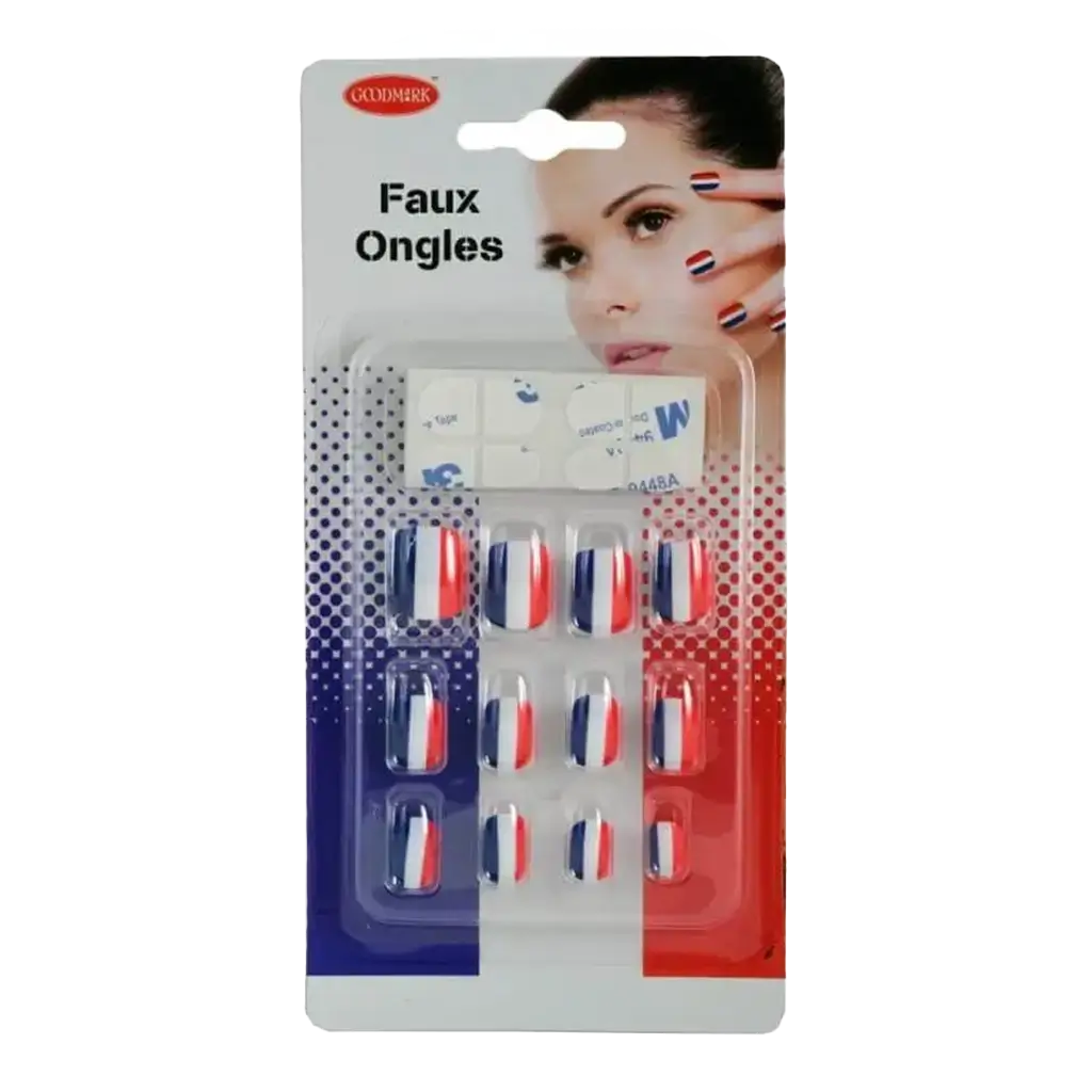 UÑAS POSTIZAS - AZUL BLANCO ROJO - FRANCIA