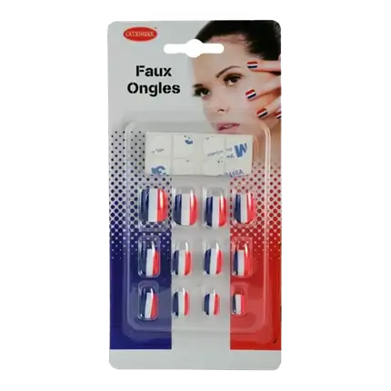 UÑAS POSTIZAS - AZUL BLANCO ROJO - FRANCIA