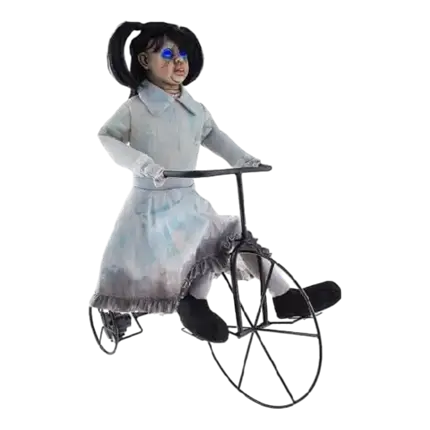Niña zombie en bicicleta luminosa motorizada y sonora 85cm