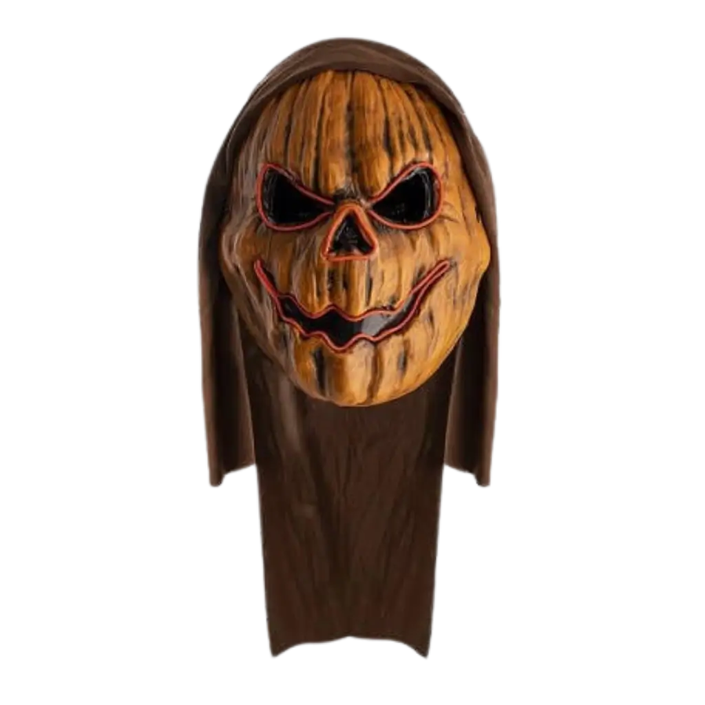 Máscara de terror de calabaza con gorro luminoso