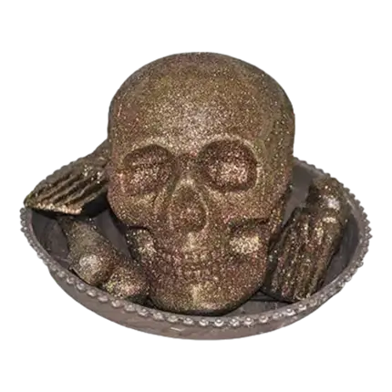 bandeja con huesos y calavera luminosa GOLD 35cm