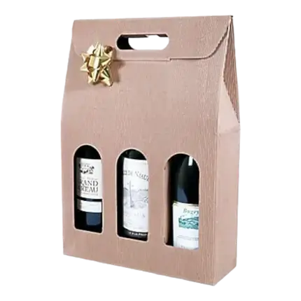 Caja 3 Botellas con Asa Color Beige Natural