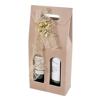 Caja 2 Botellas con Asa Color Beige Natural