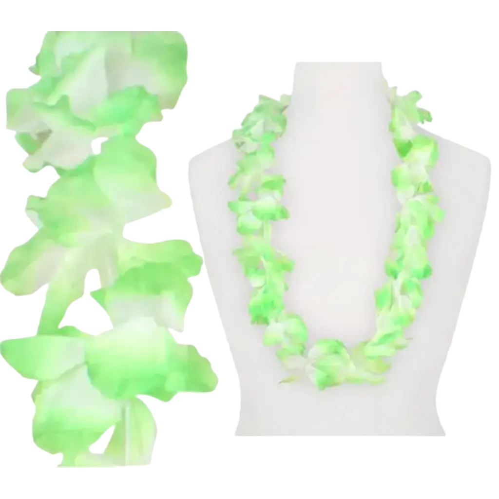 Collar hawaiano verde y blanco