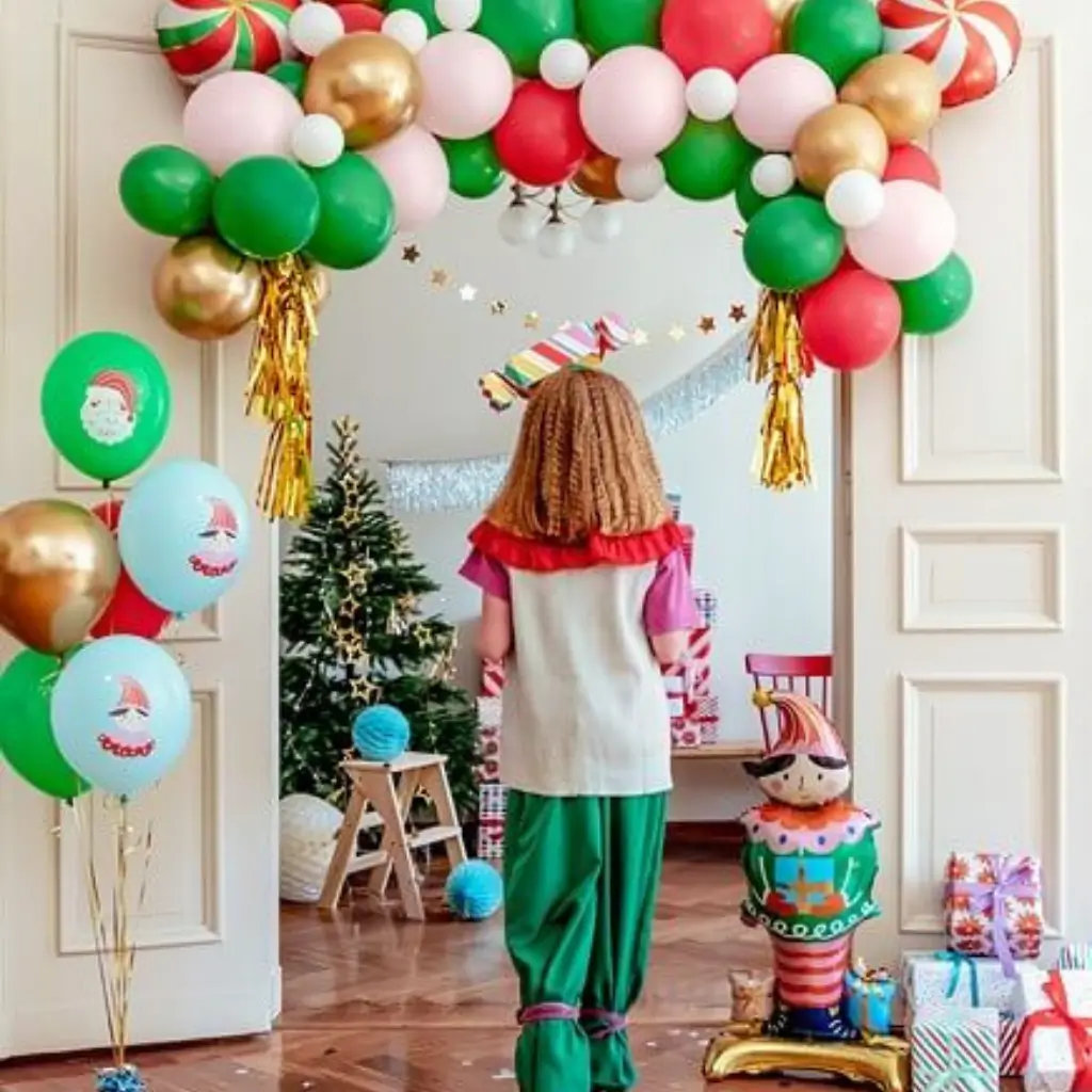 Set de 6 globos navideños estampados - Rojo/Verde/Azul/Dorado - 30cm