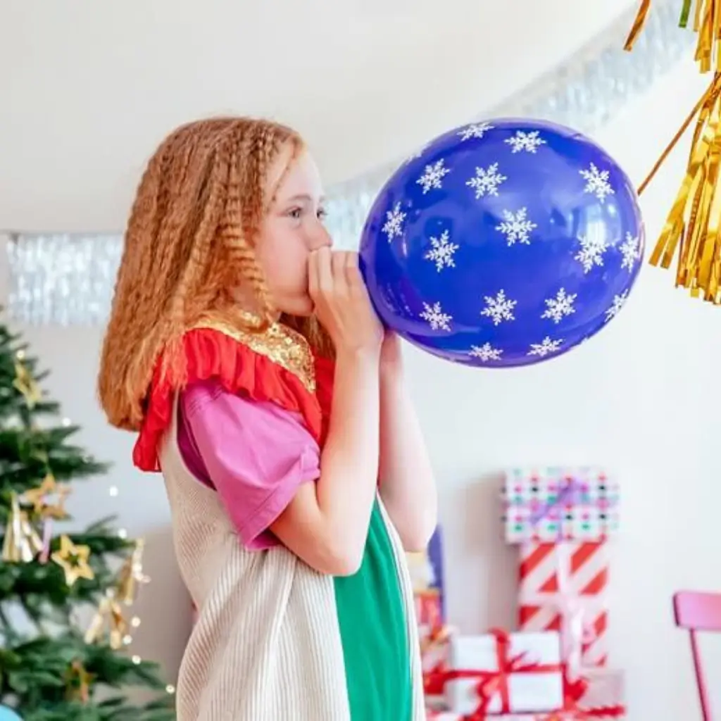 Set de 6 globos navideños estampados - Azul/Verde/Rojo/Dorado - 30cm