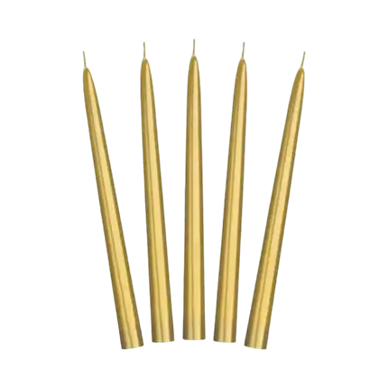 10 Velas Taper en Oro Metálico - 24cm