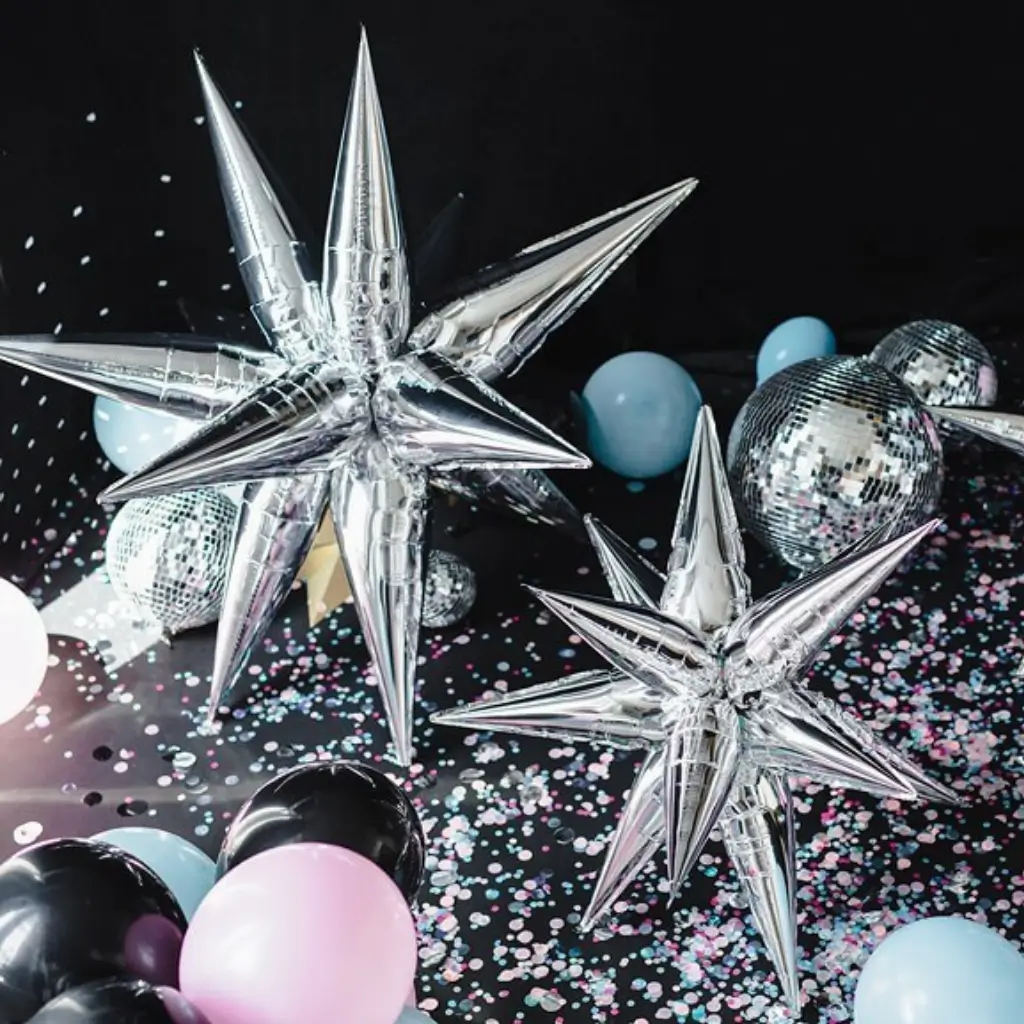 Globo Estrella 3D - Mylar - Plata 95cm