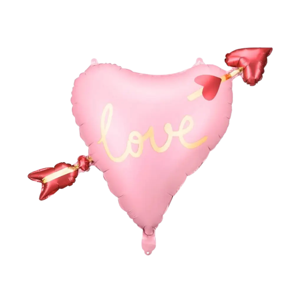 Globo Foil - Corazón Rosa Cupido Flecha - 76 x 55 cm
