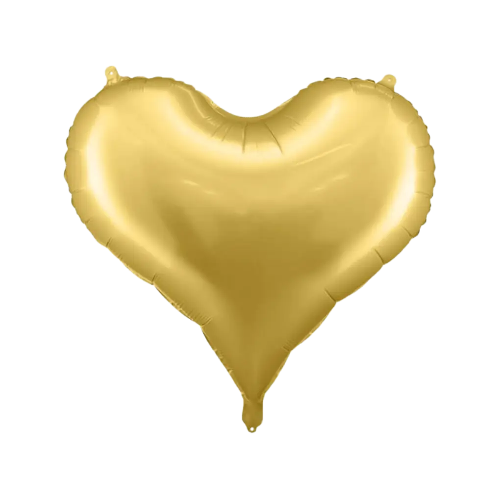 Globo de lámina de satén con corazón dorado - 75x64.5cm
