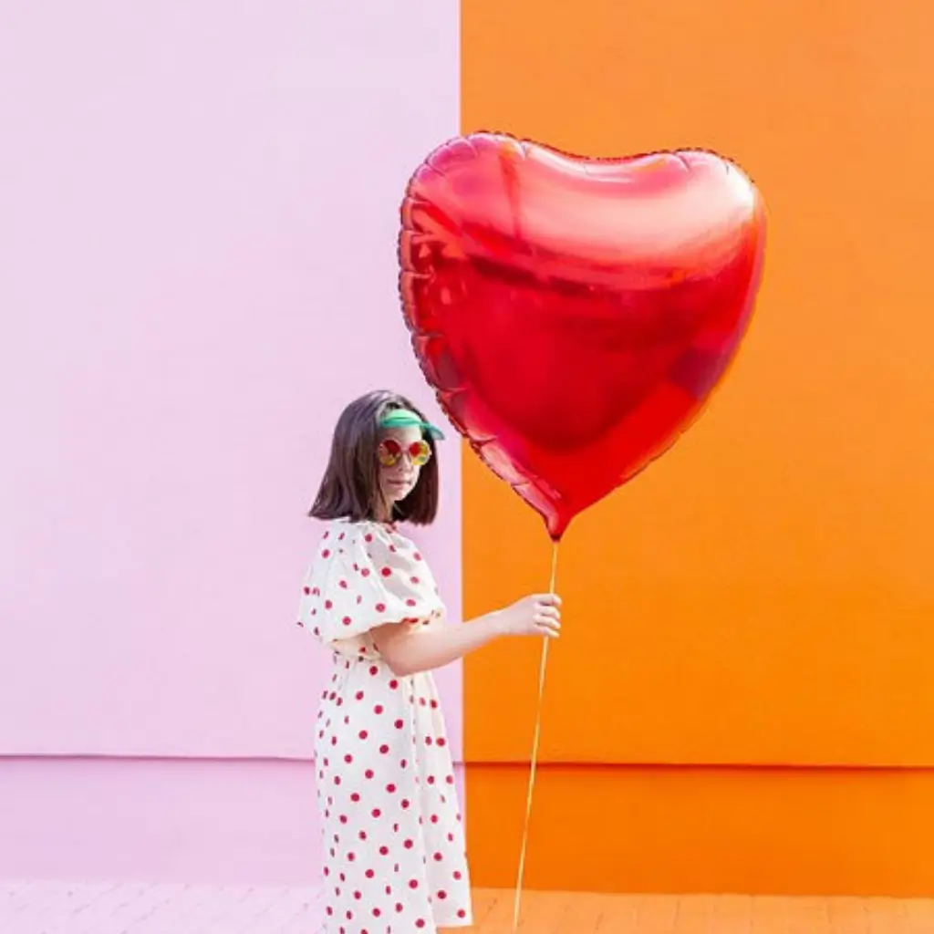 Globo Mylar - Corazón Rojo Metálico - 72x73cm