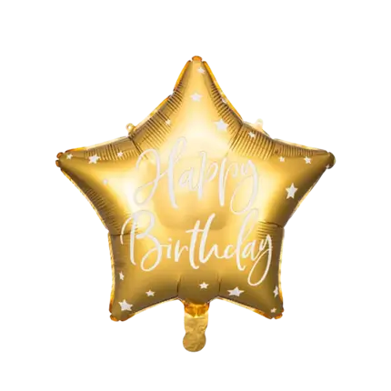 Globo Star Mylar - Happy Birthday - Dorado y Blanco - 40cm