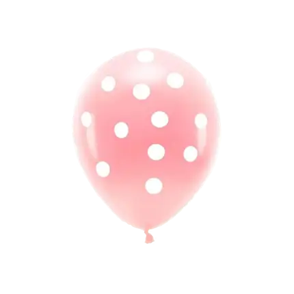 Set de 6 Globos - Rosa con Lunares Blancos - 100% BIODEGRADABLES