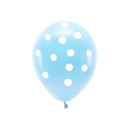 Set de 6 Globos - Azul con Lunares Blancos - 100% BIODEGRADABLES