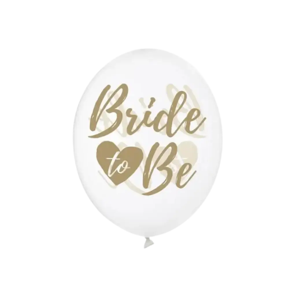 6 globos transparentes con inscripción BRIDE TO BE Gold