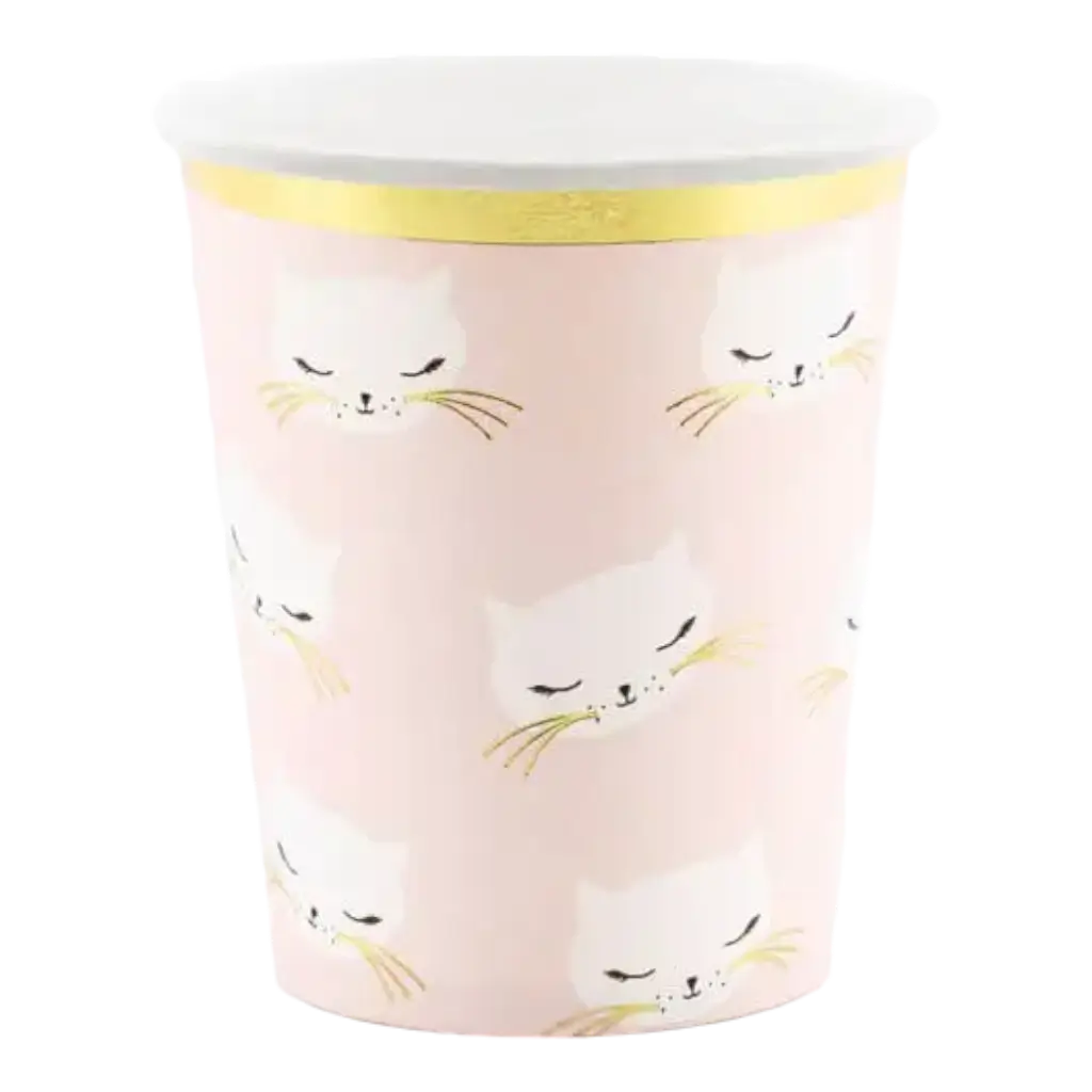 Set de 6 Vasos - Rosa Claro - Cabeza de Gatito - 20cl