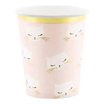 Set de 6 Vasos - Rosa Claro - Cabeza de Gatito - 20cl