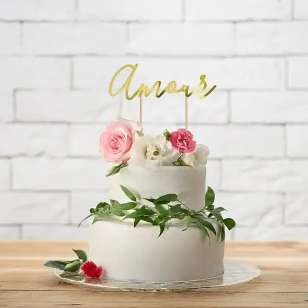 Decoración para tarta "Amor", dorado, 22,5 cm