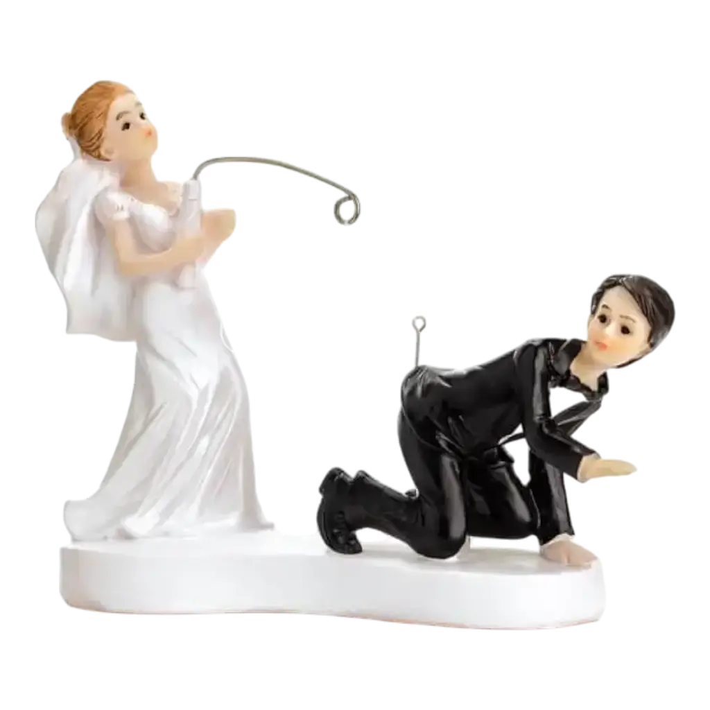 Figura de boda pareja con caña de pescar