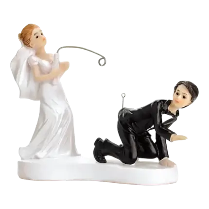 Figura de boda pareja con caña de pescar