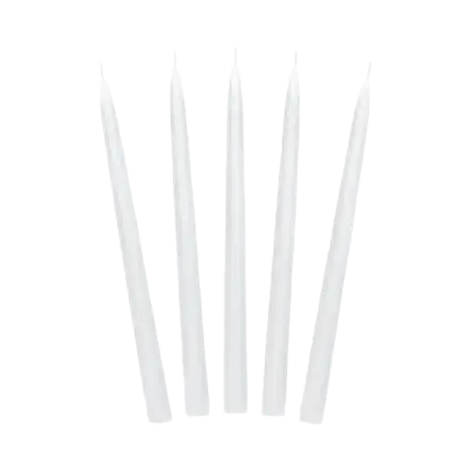 10 Velas Cónicas Blanco Mate - 24cm