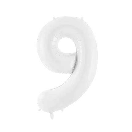 Globo de cumpleaños número 9 blanco 86 cm