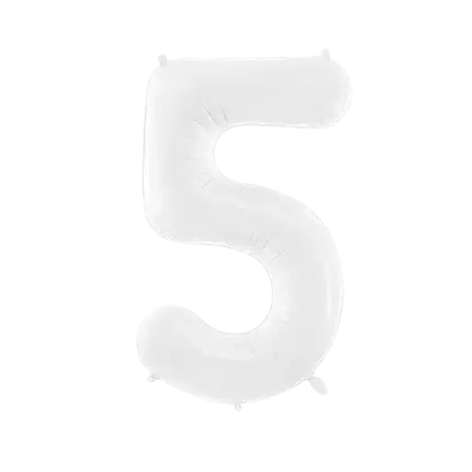 Globo de cumpleaños número 5 blanco 86 cm