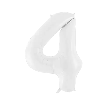 Globo de cumpleaños número 4 blanco 86 cm
