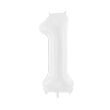 Globo de cumpleaños número 1 blanco 86 cm