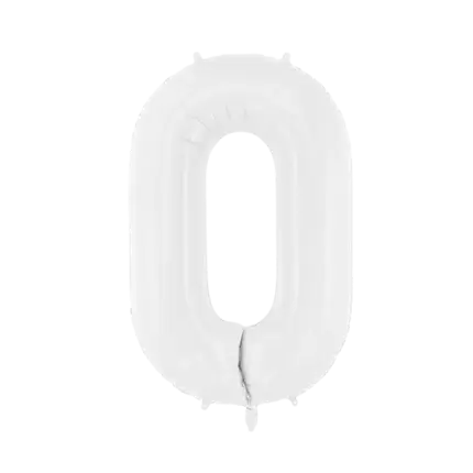 Globo de cumpleaños número 0 Blanco 86 cm