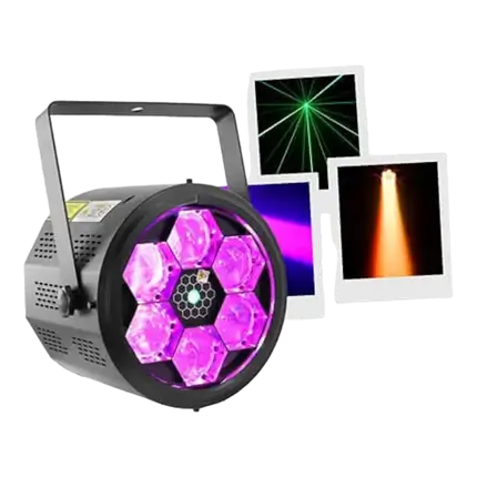 BoomTone DJ 2 en 1 Efecto LED Giratorio y Láser - BEE-FX LZR