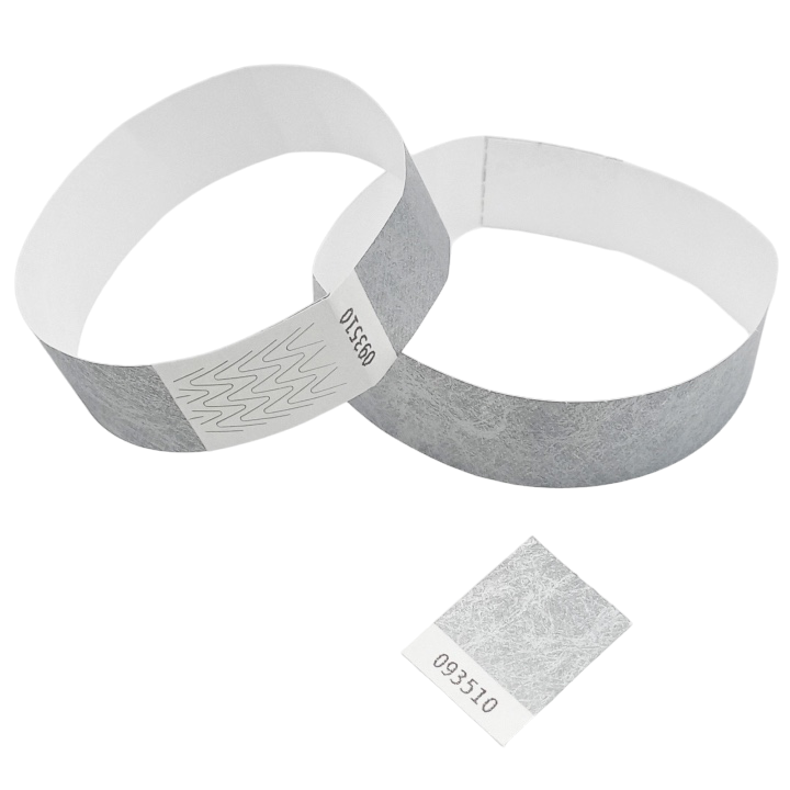 Pulsera de papel plateado Tyvek® sin marcar