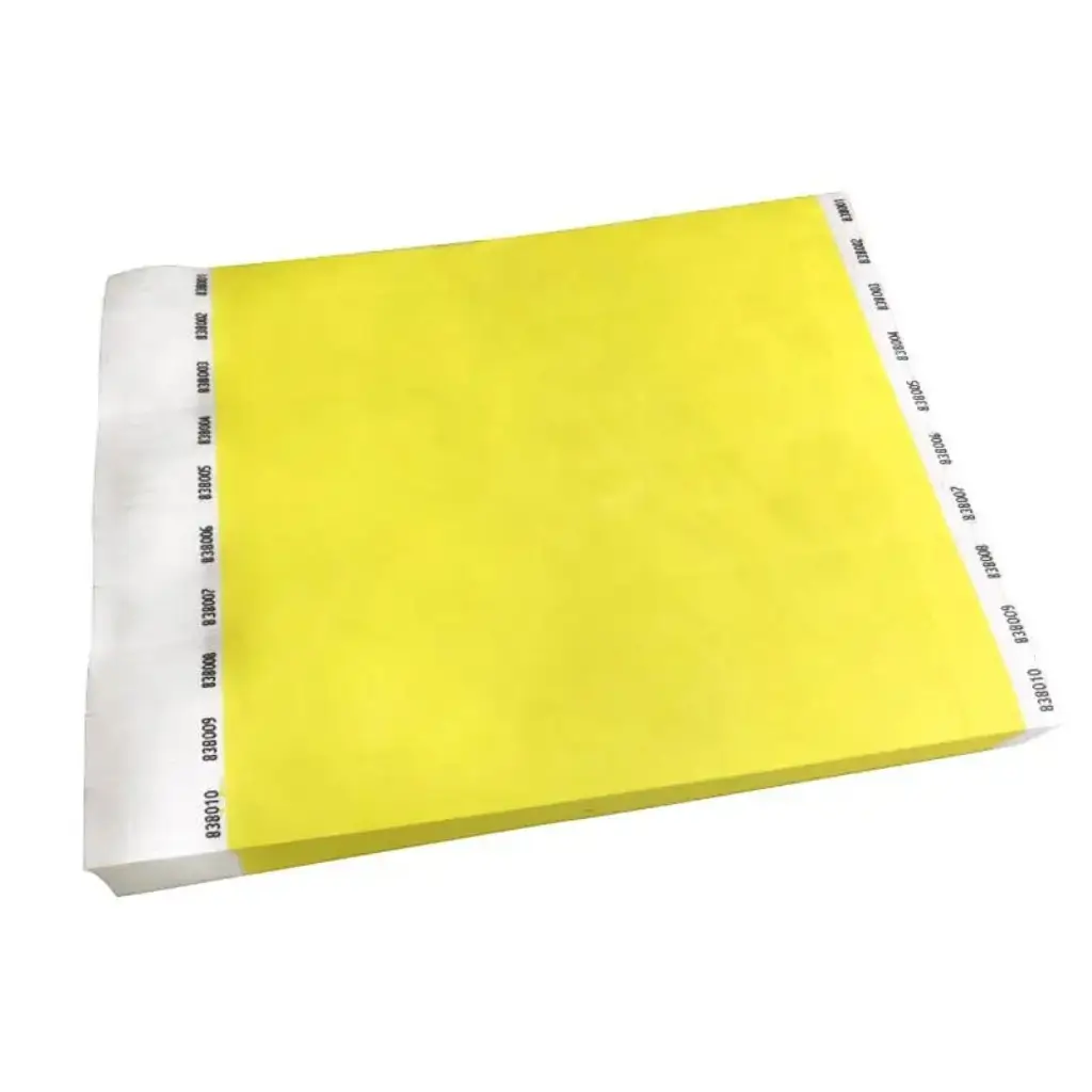 Pulsera Tyvek® de papel amarillo sin marcar