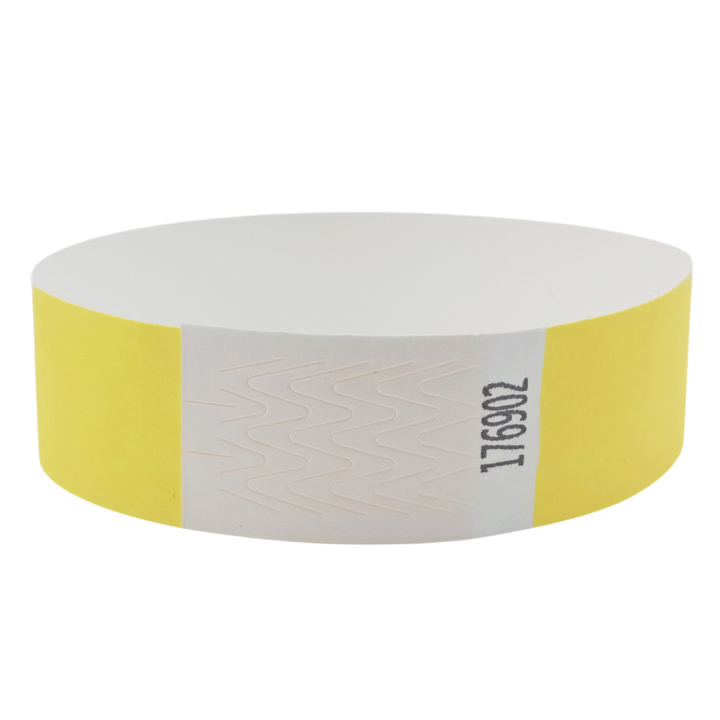Pulsera Tyvek® de papel amarillo sin marcar
