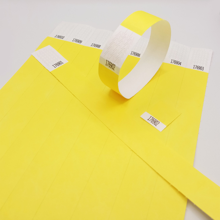 Pulsera Tyvek® de papel amarillo sin marcar