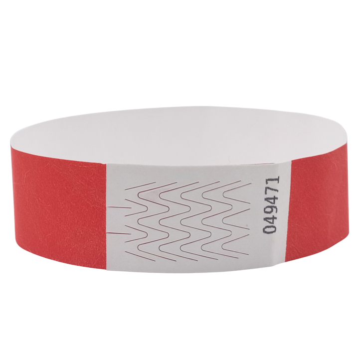 Pulsera Tyvek® roja de papel sin marcar
