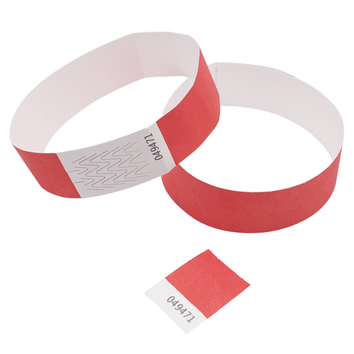 Pulsera Tyvek® roja de papel sin marcar