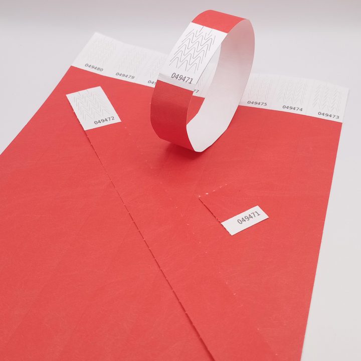 Pulsera Tyvek® roja de papel sin marcar