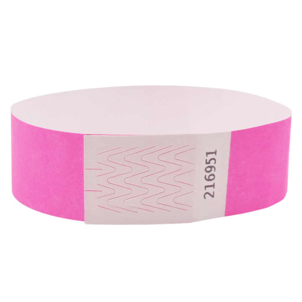 Pulsera Tyvek® de papel rosa neón sin marcar
