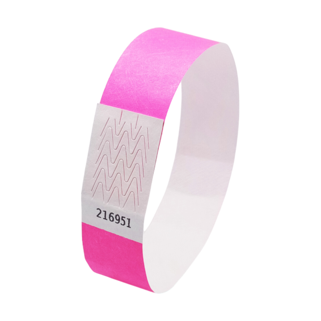 Pulsera Tyvek® de papel rosa neón sin marcar