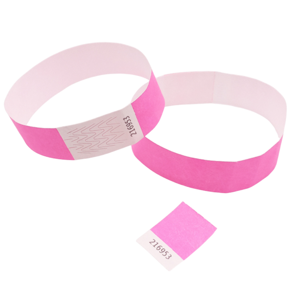Pulsera Tyvek® de papel rosa neón sin marcar