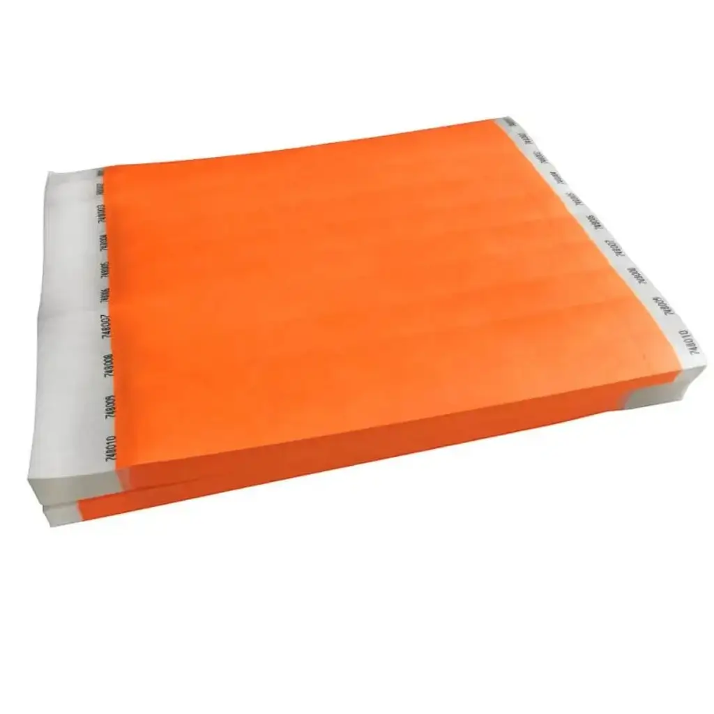 Pulsera de papel Tyvek® naranja neón sin marcar