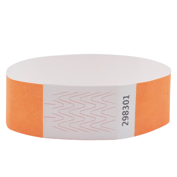 Pulsera de papel Tyvek® naranja neón sin marcar