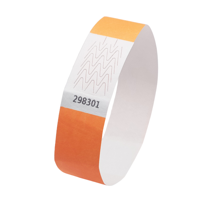 Pulsera de papel Tyvek® naranja neón sin marcar