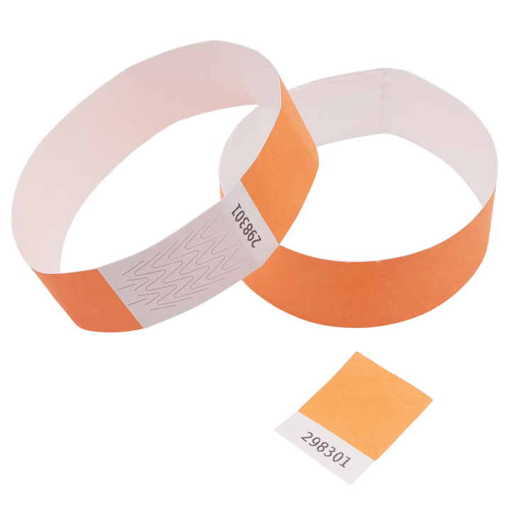 Pulsera de papel Tyvek® naranja neón sin marcar