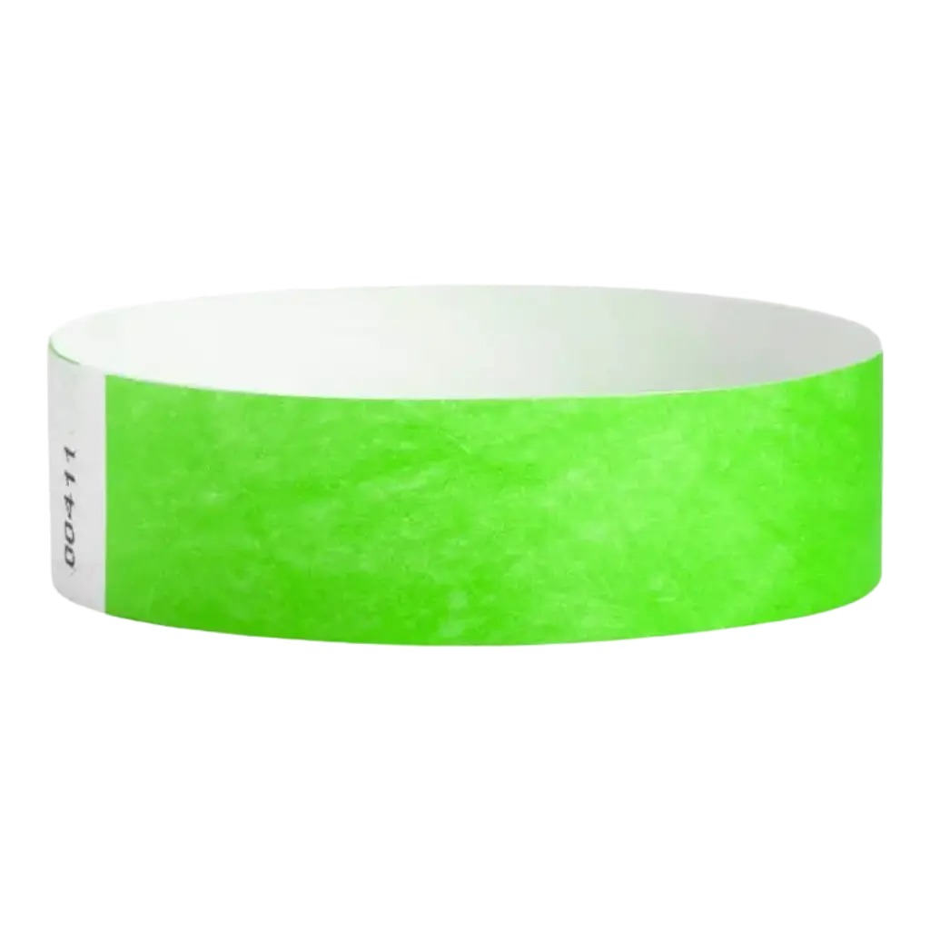Pulsera Tyvek® de papel verde neón sin marcar