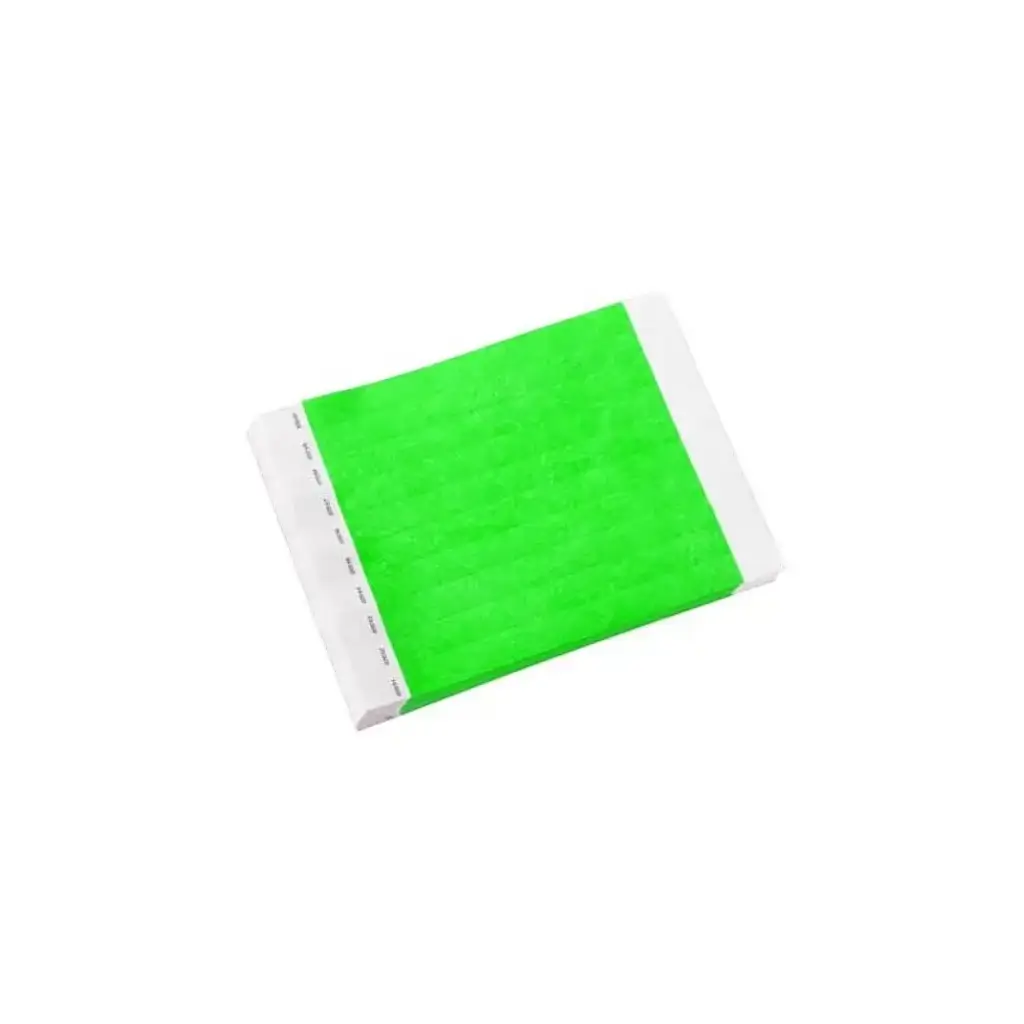 Pulsera Tyvek® de papel verde neón sin marcar