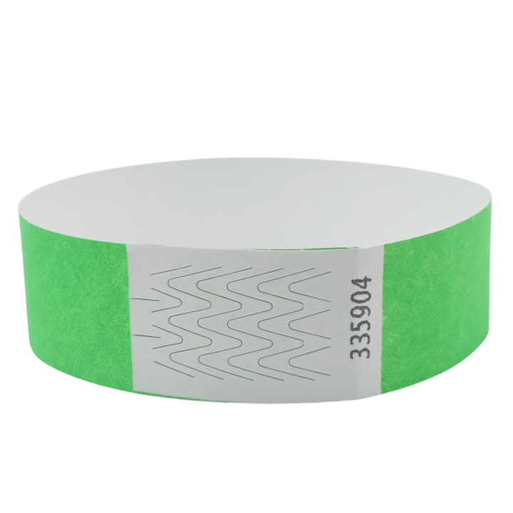 Pulsera Tyvek® de papel verde neón sin marcar