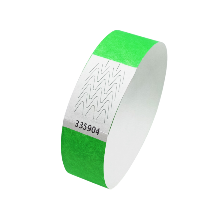 Pulsera Tyvek® de papel verde neón sin marcar